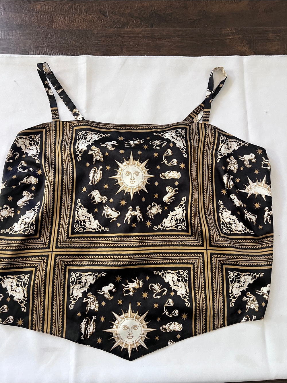 DANIELLE BERNSTEIN Black & Gold Zodiac Satin Cami